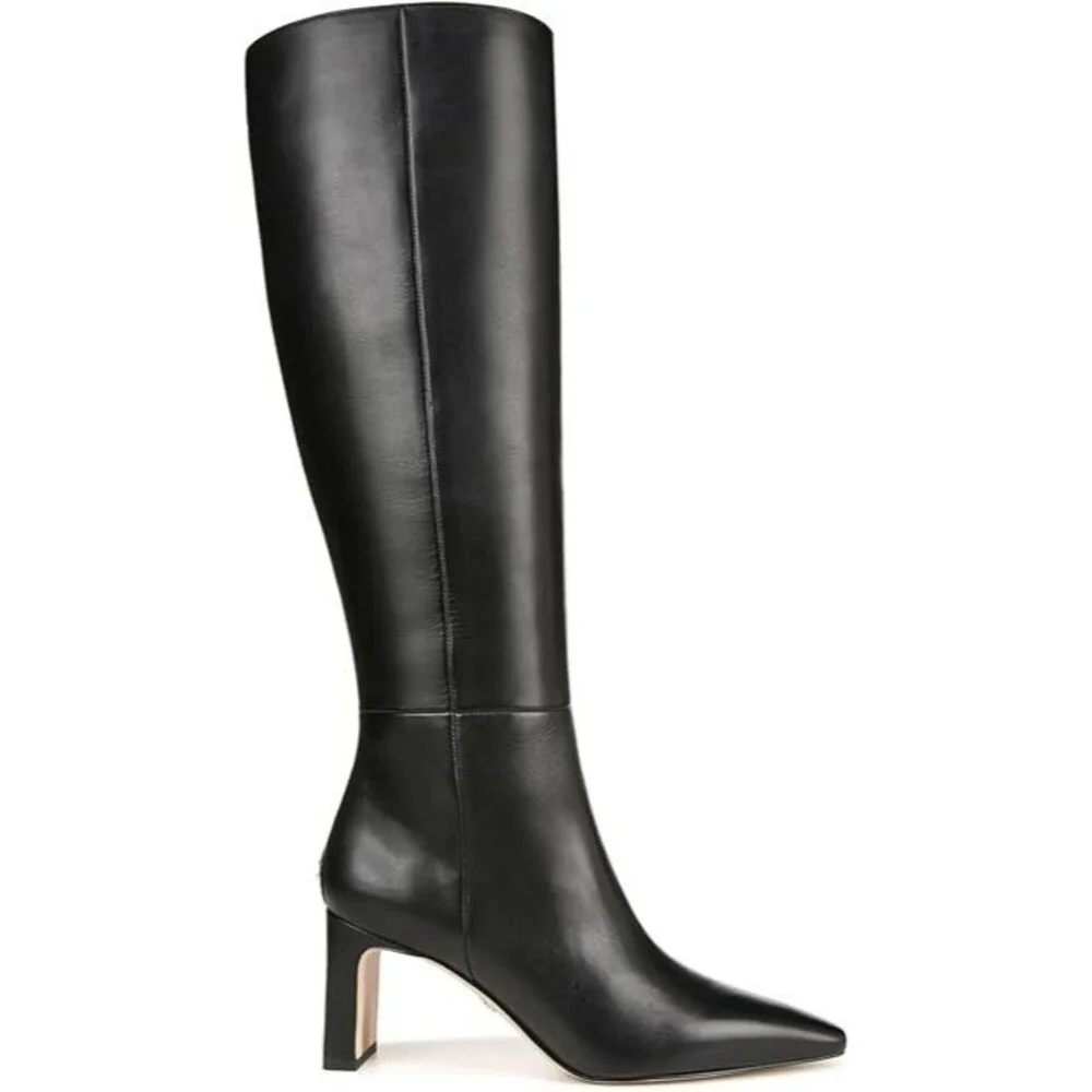 Sam Edelman Women's Sylvia Knee High Boots Size 8.5 Black Leather Stiletto Heel